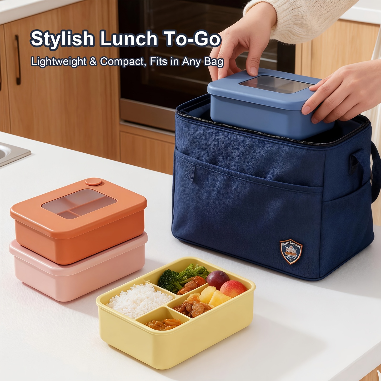 Food Grade Silicone Bento Box with 4 Compartments, Leakproof Divided Lunch Container with Clear Window Lid, Microwave Oven Dishwasher Safe Portable Food Storage Box for Office Travel, Outdoor Picnic