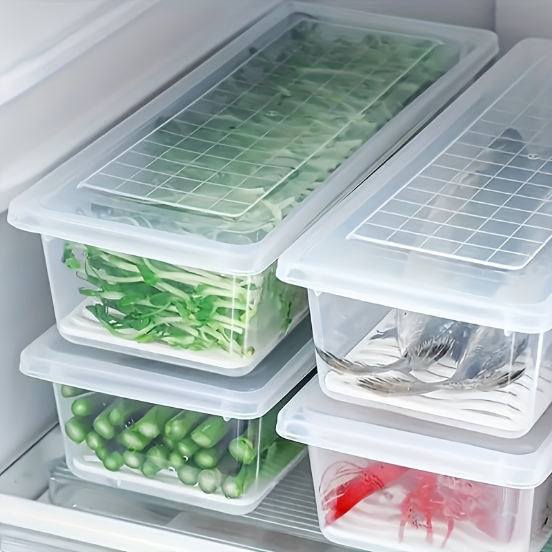 3 Sets Stackable Sealed Food Storage Containers with Lids (3pcs Containers And 3pcs Lids), with Removable Draining Tray - Refrigerator Safe, Essential Kitchen Organizer, Suitable for Fresh Seafood, Fruits, Vegetables, Meat, And Dry Goods - Image 4