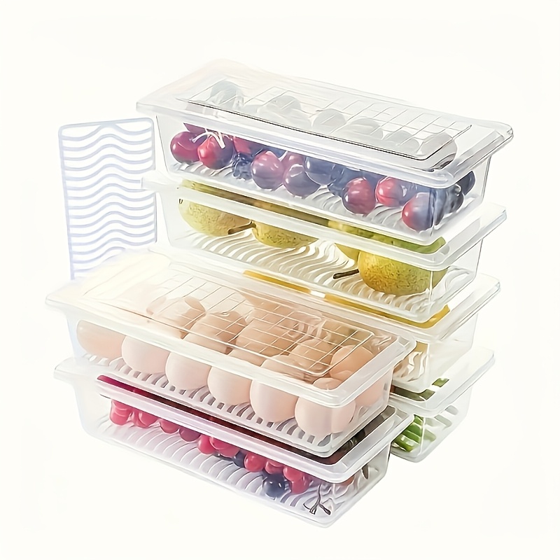 3 Sets Stackable Sealed Food Storage Containers with Lids (3pcs Containers And 3pcs Lids), with Removable Draining Tray - Refrigerator Safe, Essential Kitchen Organizer, Suitable for Fresh Seafood, Fruits, Vegetables, Meat, And Dry Goods - Image 7