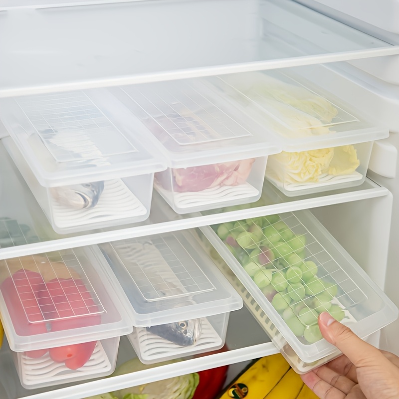 3 Sets Stackable Sealed Food Storage Containers with Lids (3pcs Containers And 3pcs Lids), with Removable Draining Tray - Refrigerator Safe, Essential Kitchen Organizer, Suitable for Fresh Seafood, Fruits, Vegetables, Meat, And Dry Goods - Image 6
