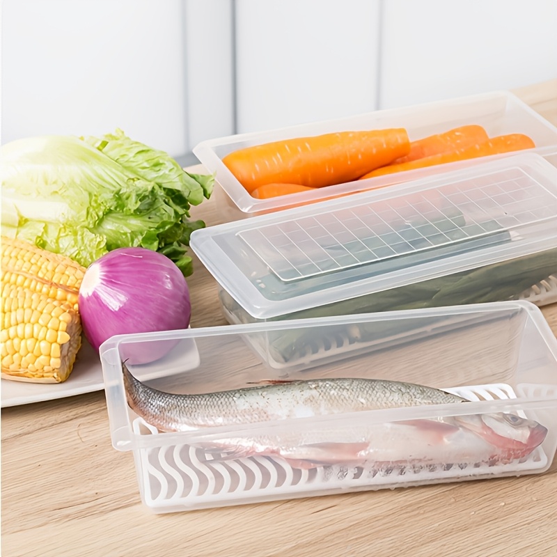 3 Sets Stackable Sealed Food Storage Containers with Lids (3pcs Containers And 3pcs Lids), with Removable Draining Tray - Refrigerator Safe, Essential Kitchen Organizer, Suitable for Fresh Seafood, Fruits, Vegetables, Meat, And Dry Goods - Image 5
