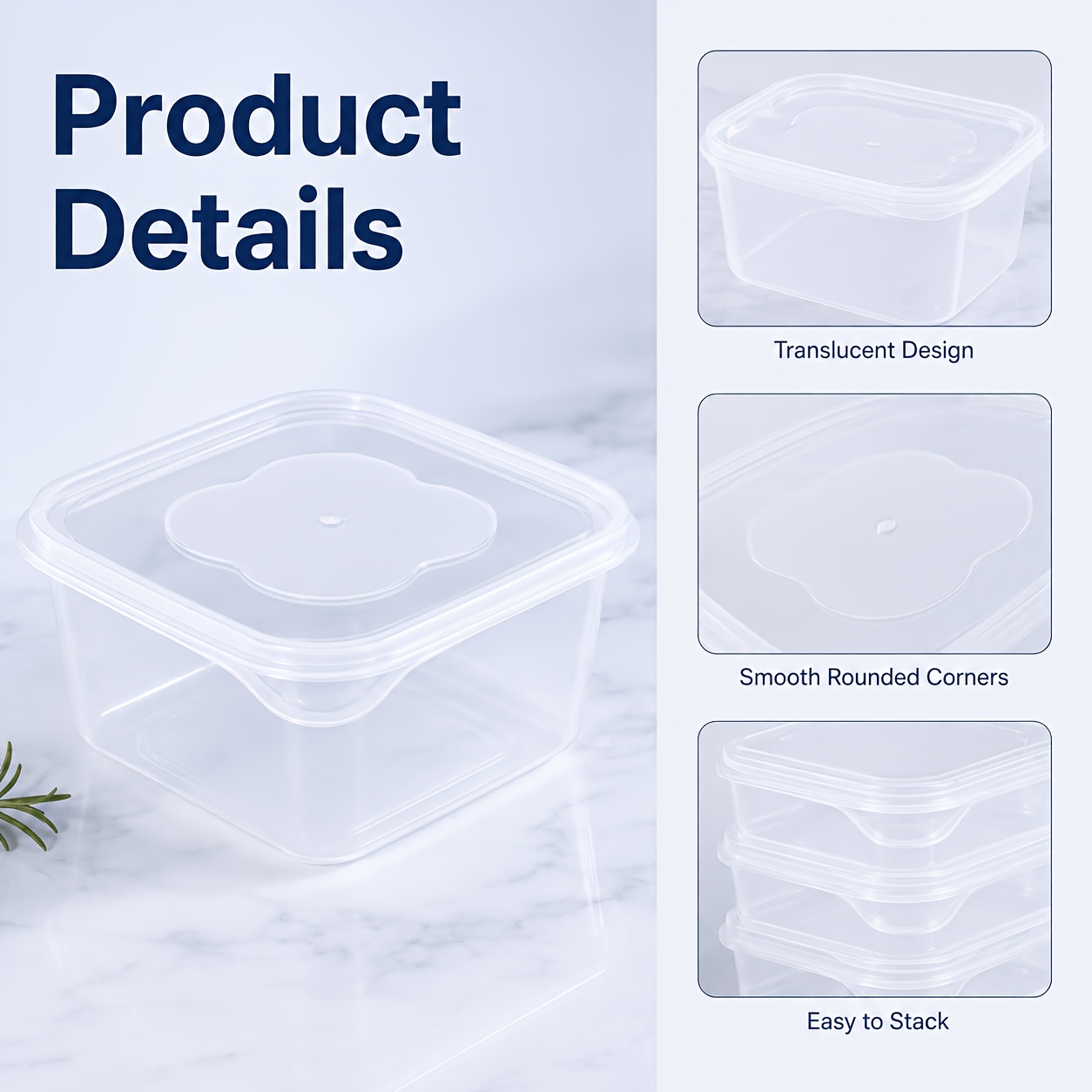 8pcs Set (4pcs Containers And 4pcs Lids) PP Refrigerator Food Storage Boxes, Transparent Stackable Freezer Ingredients Preparation Boxes, Suitable for Meat, Scallions, Ginger, Garlic, Vegetables, Refrigerator Organization, Camping, And Daily Storage - Image 7