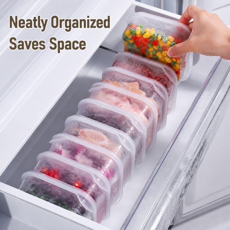 20pcs (10 Containers And 10 Lids) Refrigerator Storage Containers – Stackable And Leakproof, Keep Fruits, Vegetables, Meat Fresh – Ideal for Meal Prep, Fridge Organization, And Everyday Kitchen Use – Sturdy Clear Design with Secure Lids - Image 2