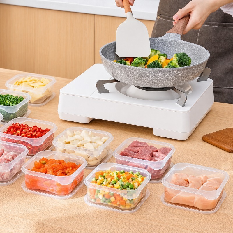 20pcs (10 Containers And 10 Lids) Refrigerator Storage Containers – Stackable And Leakproof, Keep Fruits, Vegetables, Meat Fresh – Ideal for Meal Prep, Fridge Organization, And Everyday Kitchen Use – Sturdy Clear Design with Secure Lids - Image 4