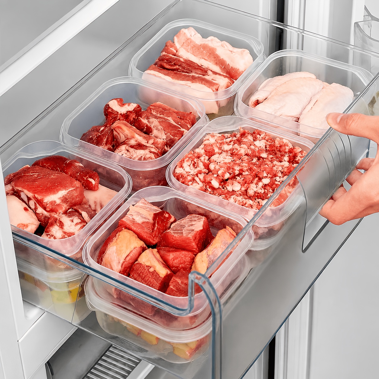 20pcs (10 Containers And 10 Lids) Refrigerator Storage Containers – Stackable And Leakproof, Keep Fruits, Vegetables, Meat Fresh – Ideal for Meal Prep, Fridge Organization, And Everyday Kitchen Use – Sturdy Clear Design with Secure Lids - Image 7