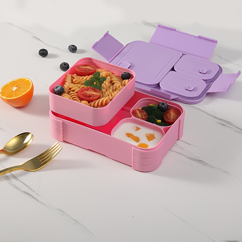 Lunch Box Bento Box, 1pc Leak-Proof Lunch Box with 2 Independent Inner Boxes, Lunch Container, Portable Ready-To-Eat Lunch Box