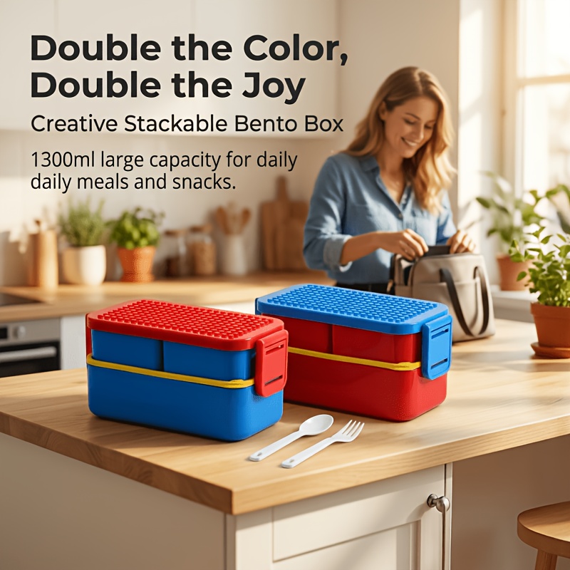 Portable Lunch Box Bento Box with Compartments Leakproof Food Container Microwave Safe Reusable Meal Prep Box for School Office Outdoor Picnic