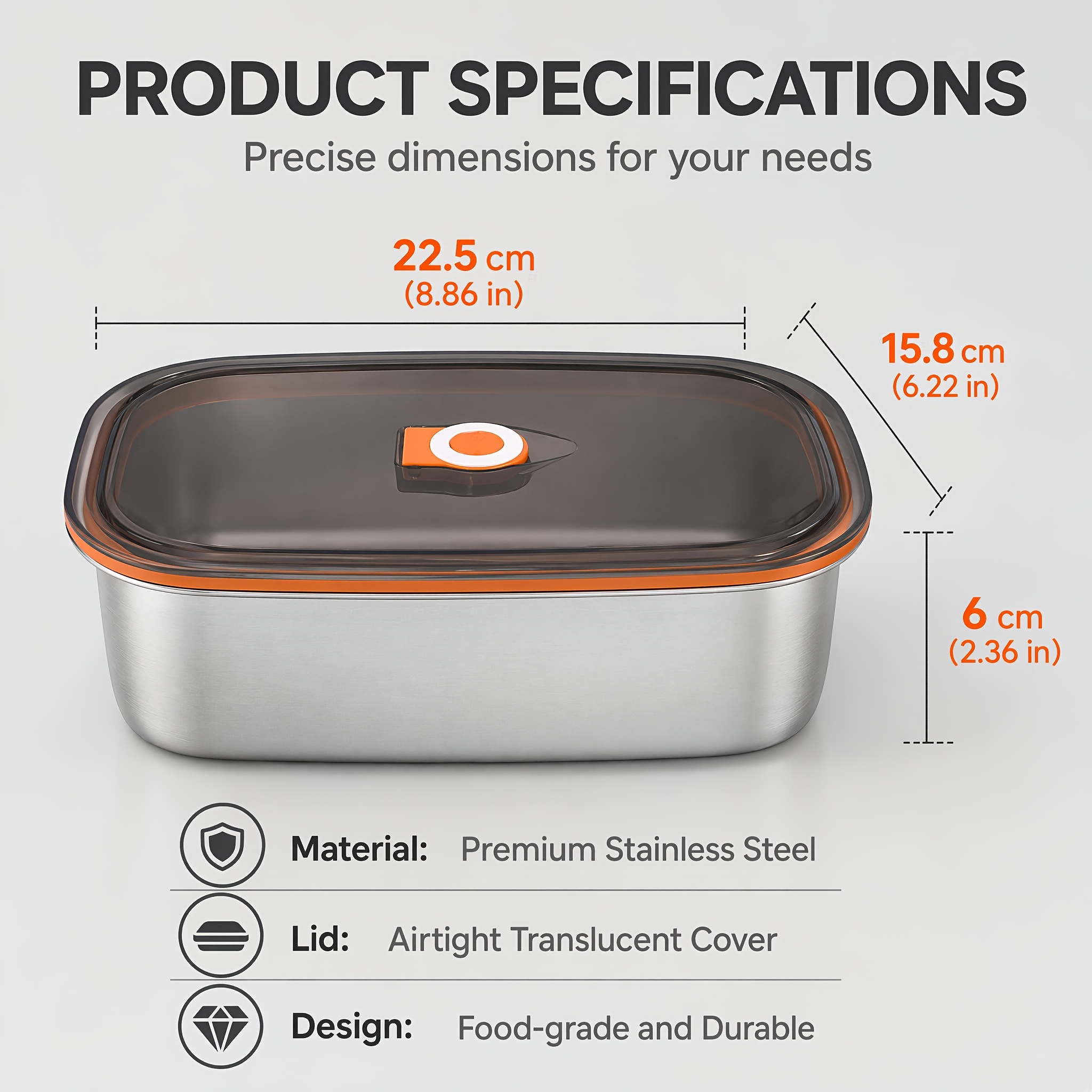 60.87oz Large-Capacity Stainless Steel Food Storage Container, Leak-Proof Sealed Food-Grade Bento Box, Household Lunch Box with Lid for Food Storage, Stackable to Save Space, Microwave and Freezer Safe, Suitable for Multiple Scenarios Including Home - Image 7