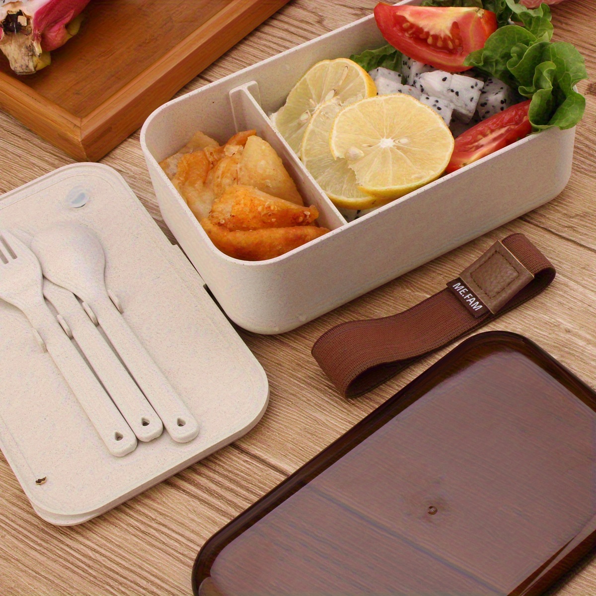 Microwaveable Japanese Bento Box with Wheat Straw Material Perfect for School, Work and Cute Girls
