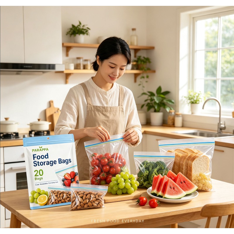 60 Pack Reusable Food Storage Bags with Zipper Seal, Leakproof Kitchen Storage Bags in Multiple Sizes for Fruits, Vegetables, Meat, Grains and Food Organization