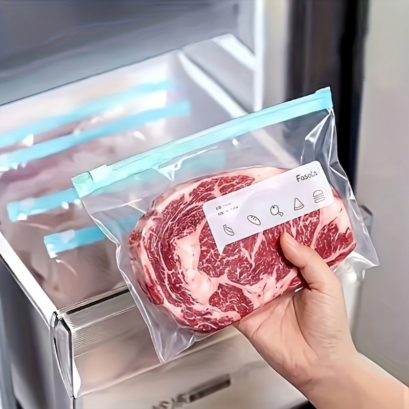 22-Pack Reusable Food Storage Bags with Zipper, Leak-Proof Freshness Preservation Bags for Fresh Fruits, Vegetables, Grains, and Meat, Kitchen and Refrigerator Organizers, Moisture-Proof and Odor-Proof, Kitchen and Refrigerator Organization
