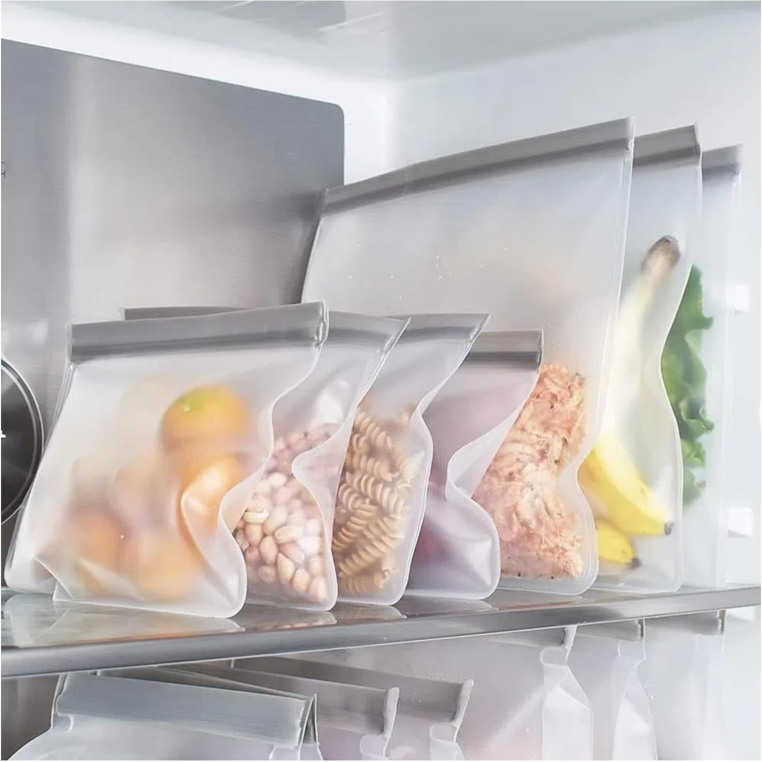 6 Pack Reusable Gallon Freezer Bags Dishwasher Safe, BPA Free Reusable Gallon Bags, Leakproof Food Storage Bags for Marinate Meats, Cereal, Vegetables, Home Organization