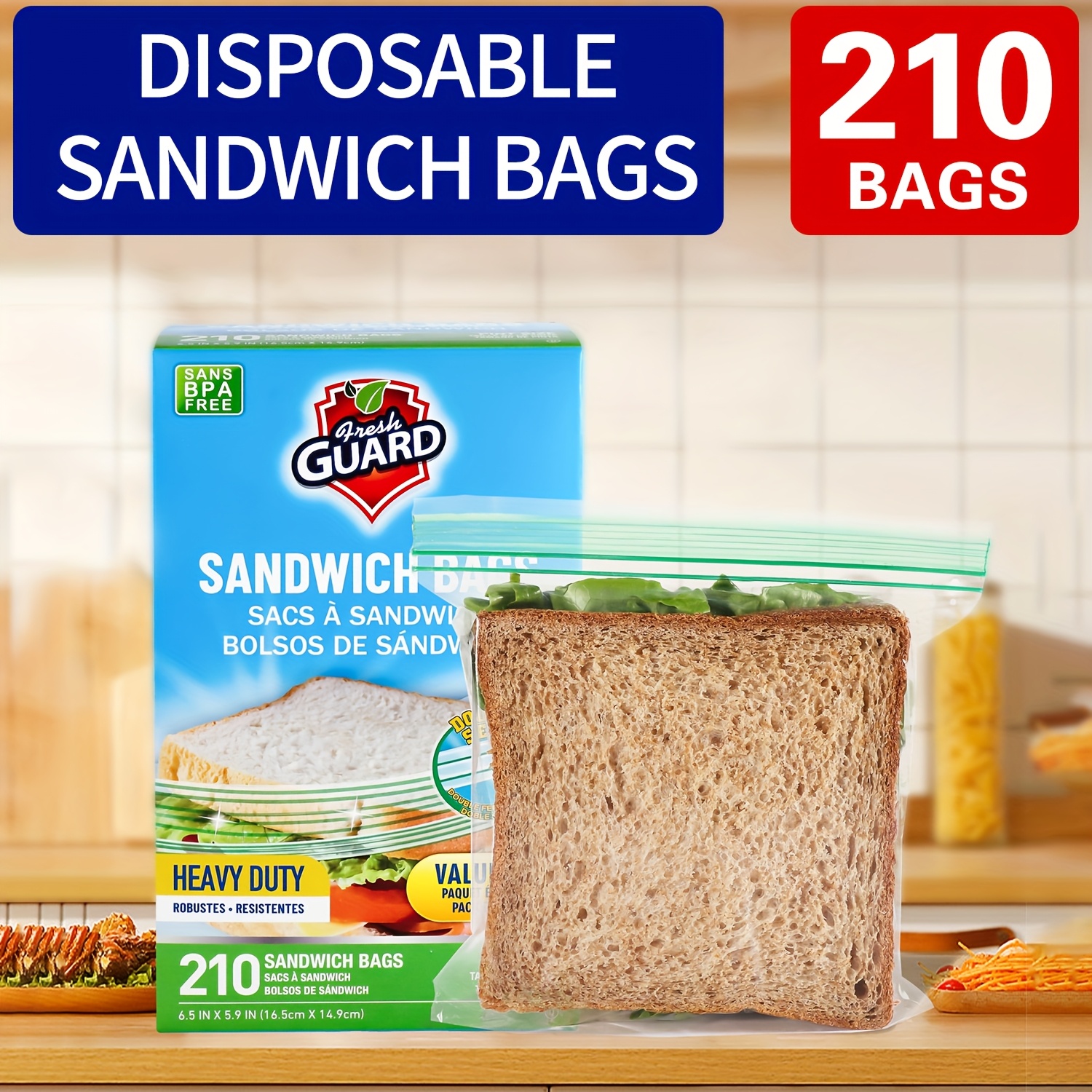 210/420/630-Count Sandwich Storage Bags, Reclosable Storage Bags, Fresh-Keeping Bag, Food Preservation Sealed Bag, Kitchen Organizers And Storage, Kitchen Additions