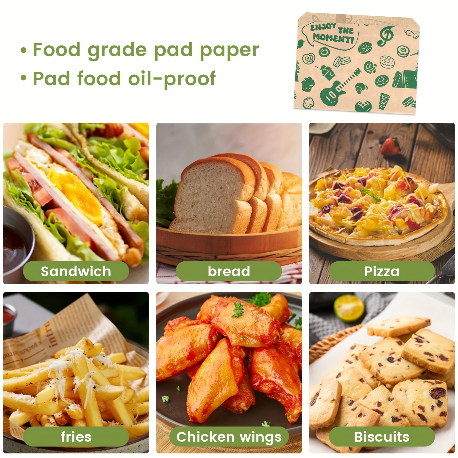 100pcs Oil-Proof Packaging Picnic-Themed Disposable Kraft Paper Sandwich Bags, Hamburgers, Sandwiches, Cheese, Picnics, Parties, Baking, Cooking, Frying UsePackaging Paper, Camping, Hiking, Picnics & Outdoor Grilling, Mother's Day Gifts Supplies - Image 2