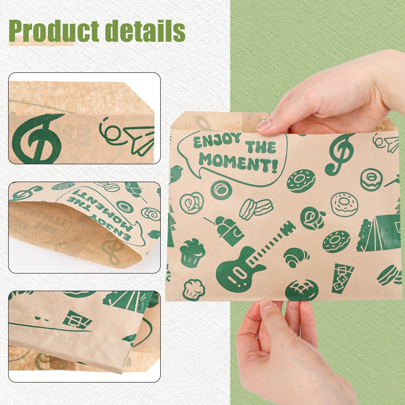 100pcs Oil-Proof Packaging Picnic-Themed Disposable Kraft Paper Sandwich Bags, Hamburgers, Sandwiches, Cheese, Picnics, Parties, Baking, Cooking, Frying UsePackaging Paper, Camping, Hiking, Picnics & Outdoor Grilling, Mother's Day Gifts Supplies - Image 6