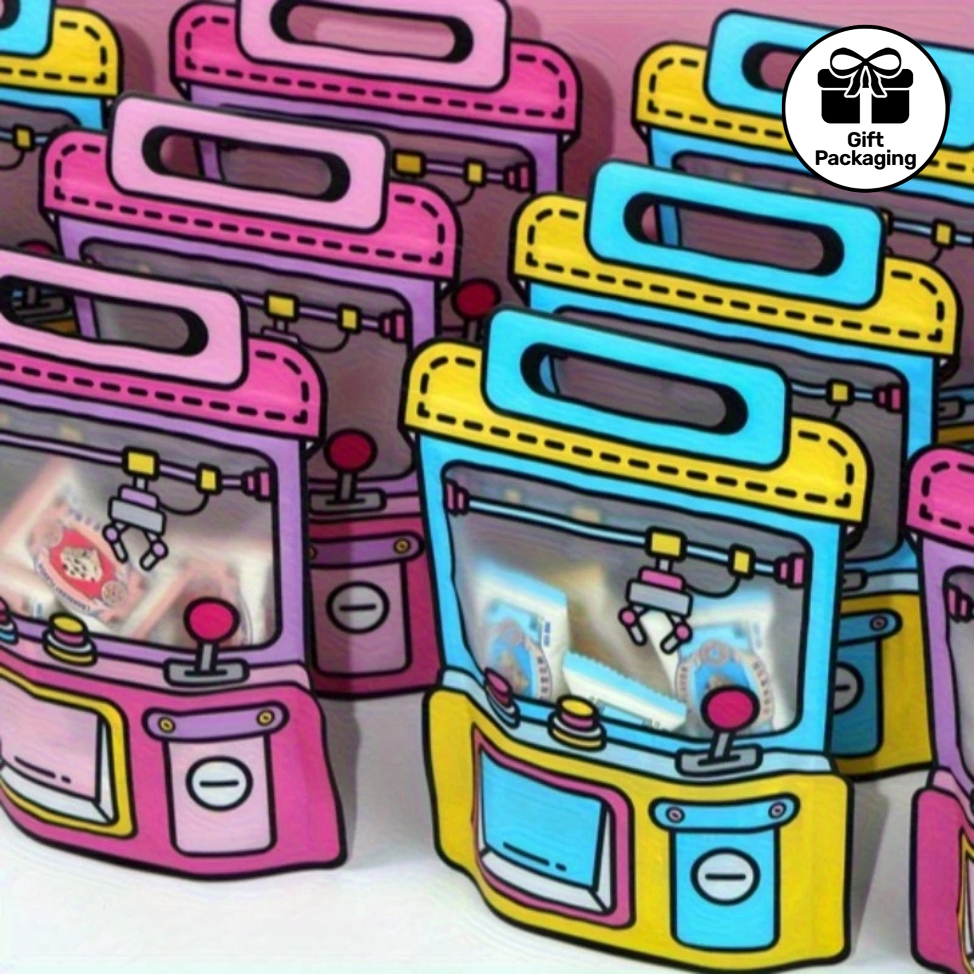 20pcs Retro Arcade Game - Transparent Zipper Bags with Handles, Reusable Candy, Party Favors, Goodie Bags - Vintage Gaming Decorations (20 Count), Gaming Gifts, Gift Packaging, Cartoon Style Graphics, Playful Design, Durable Plastic, Event Giveaways, Fun