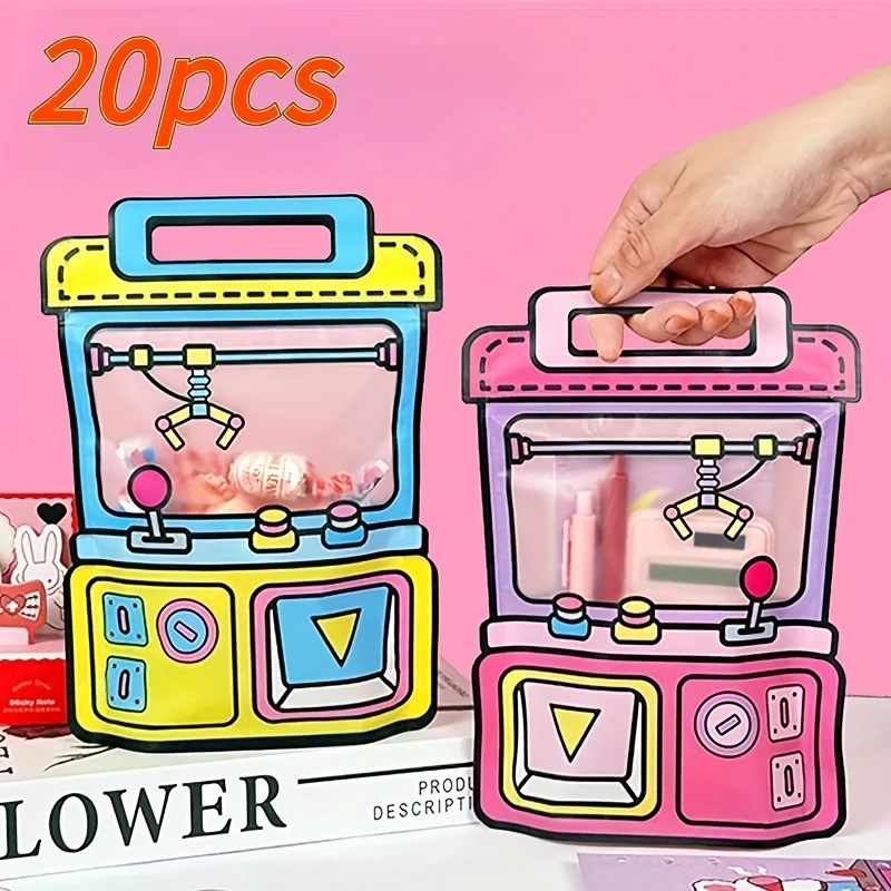 20pcs Retro Arcade Game - Transparent Zipper Bags with Handles, Reusable Candy, Party Favors, Goodie Bags - Vintage Gaming Decorations (20 Count), Gaming Gifts, Gift Packaging, Cartoon Style Graphics, Playful Design, Durable Plastic, Event Giveaways, Fun - Image 2