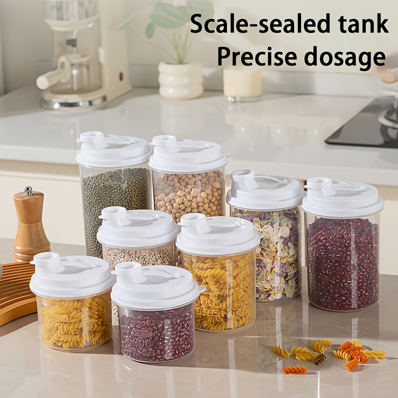 4pcs Multi-Functional Airtight Grain Storage Containers, Transparent with Measurement Markings - Food Storage and Fresh-Keeping Containers, Rice and Grain Containers, Airtight Seed and Cereal Jars, Reusable Spice Jars for Kitchen Use, for Beans - Image 3