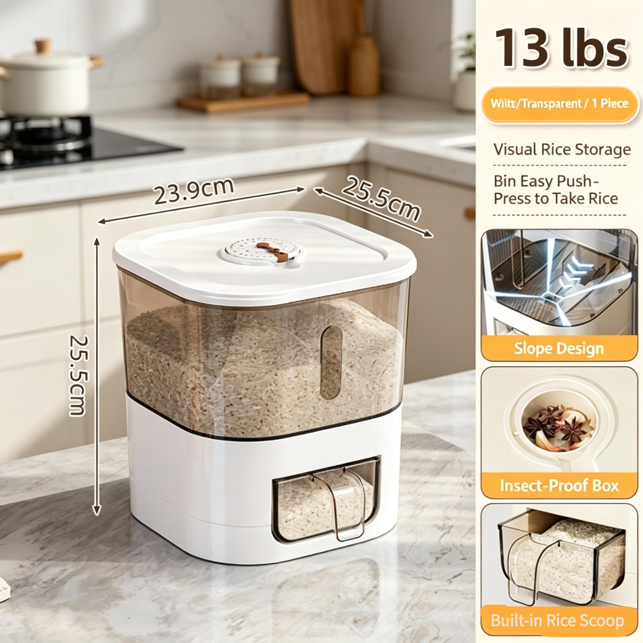 Thickened Food-Grade PET Airtight Grain Storage Containers Suitable for, Pasta, Cereal & Dry Food - Transparent Square Canisters with Flip-Top Lid, Built-In Date Tracker Label, Odorless Bugproof Fresh-Keeping Jars, Stackable for Pantry Organization