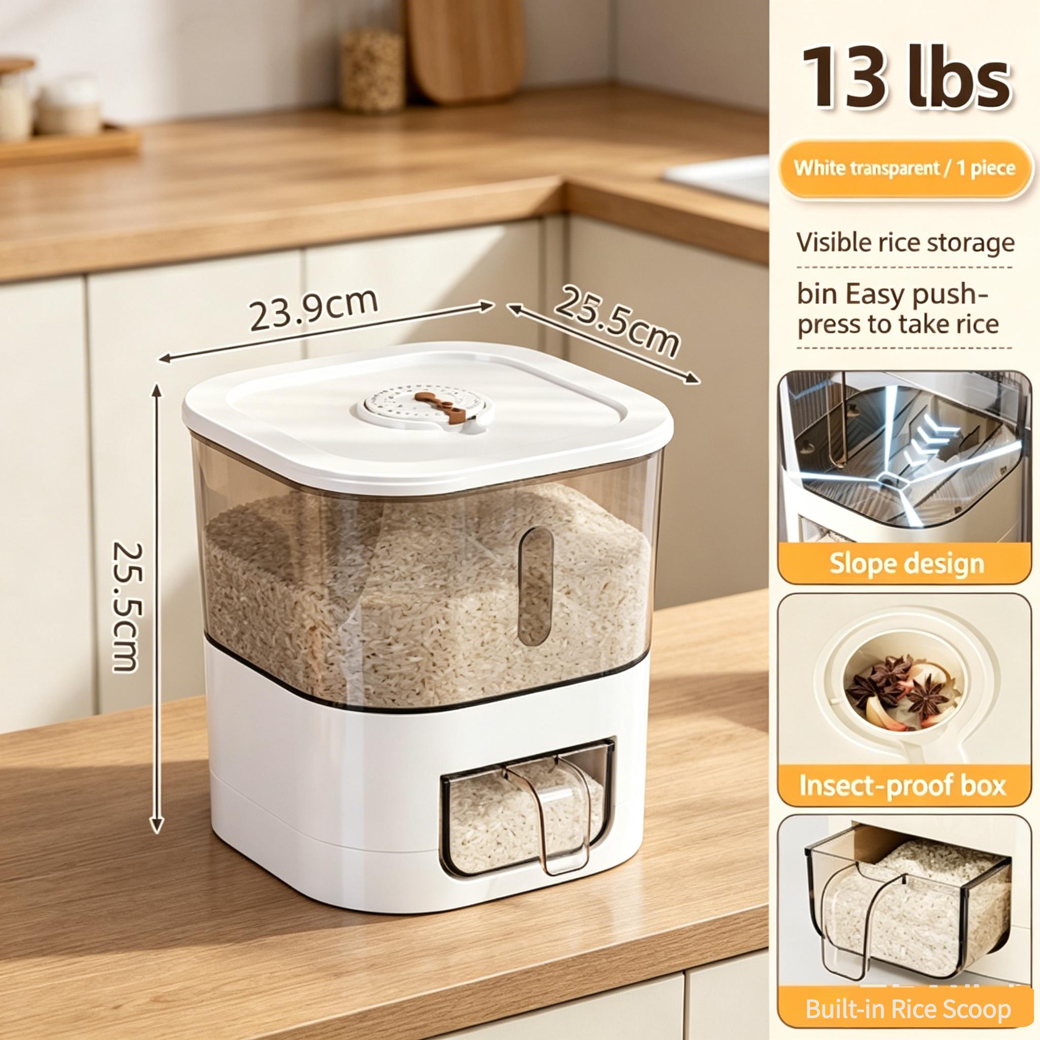 Thickened Food-Grade PET Airtight Grain Storage Containers Suitable for, Pasta, Cereal & Dry Food - Transparent Square Canisters with Flip-Top Lid, Built-In Date Tracker Label, Odorless Bugproof Fresh-Keeping Jars, Stackable for Pantry Organization - Image 5