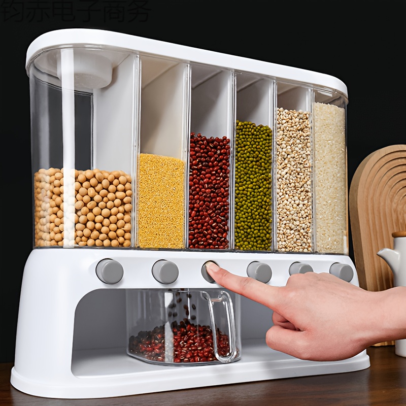1pc Upgrade 5-Compartment Airtight Kitchen Storage Containers- Space-Saving Pest/Moisture-Proof Grain Organizers, 3.17 Gallon for rice Container, Suitable for Rice, Grain, Flour, Dog Food, Household Seal for rice Bucket, Kitchen Essential(Best Selle - Image 8